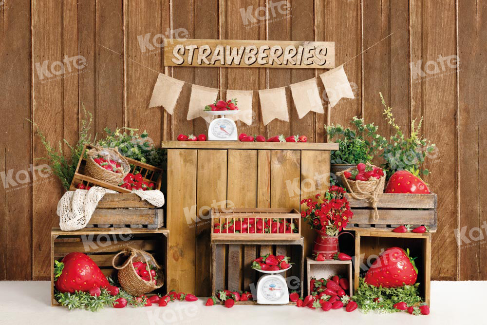 Kate Log House Strawberry Backdrop Designed by Emetselch - Kate Backdrop AU