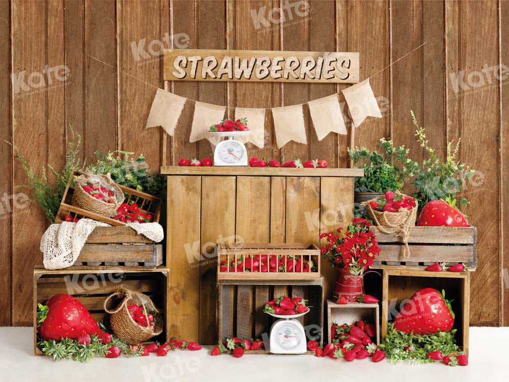 Kate Log House Strawberry Backdrop Designed by Emetselch - Kate Backdrop AU