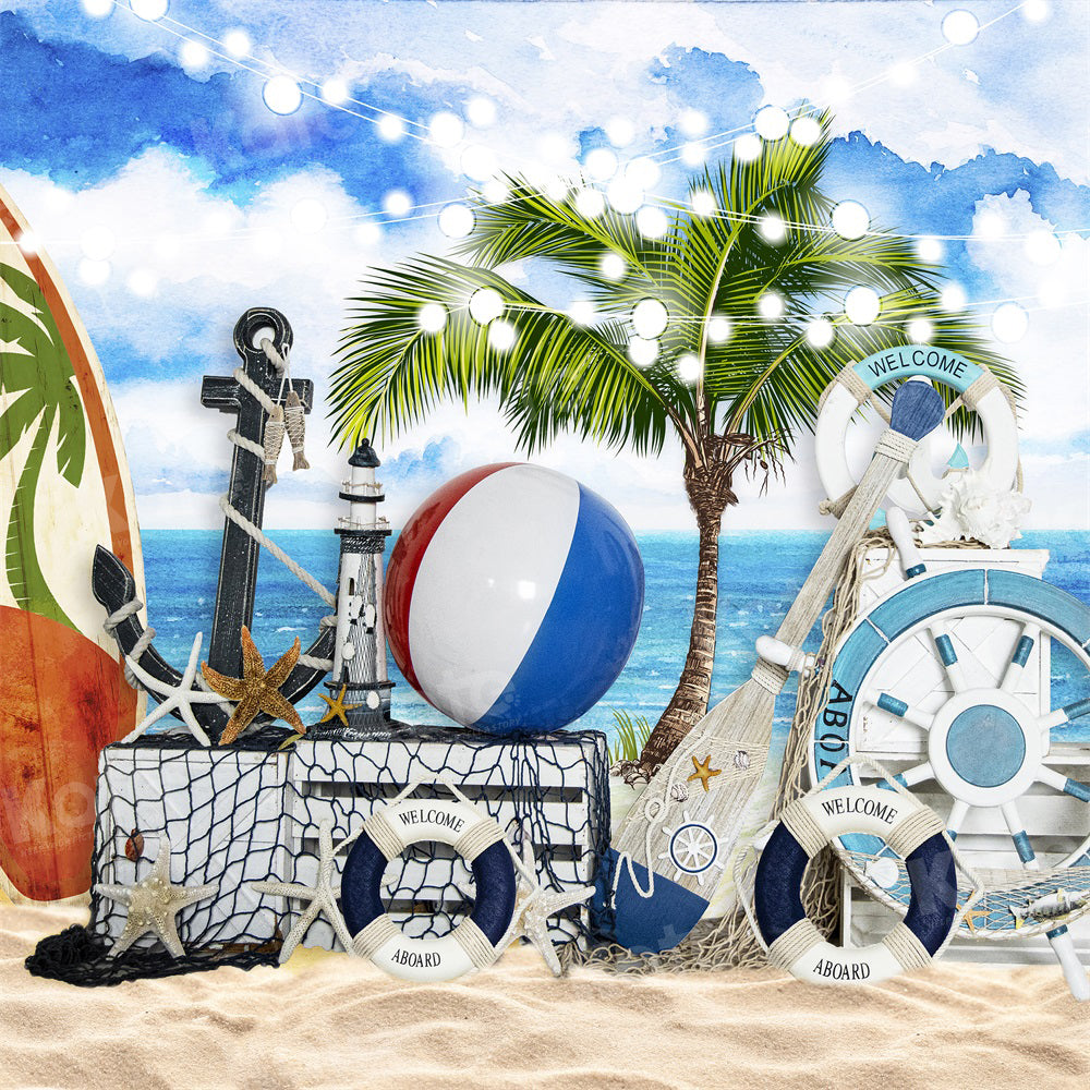 Kate Beach Seaside Backdrop Nautical Party for Photography - Kate Backdrop AU