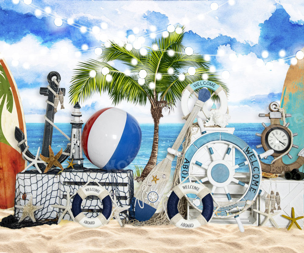 Kate Beach Seaside Backdrop Nautical Party for Photography - Kate Backdrop AU