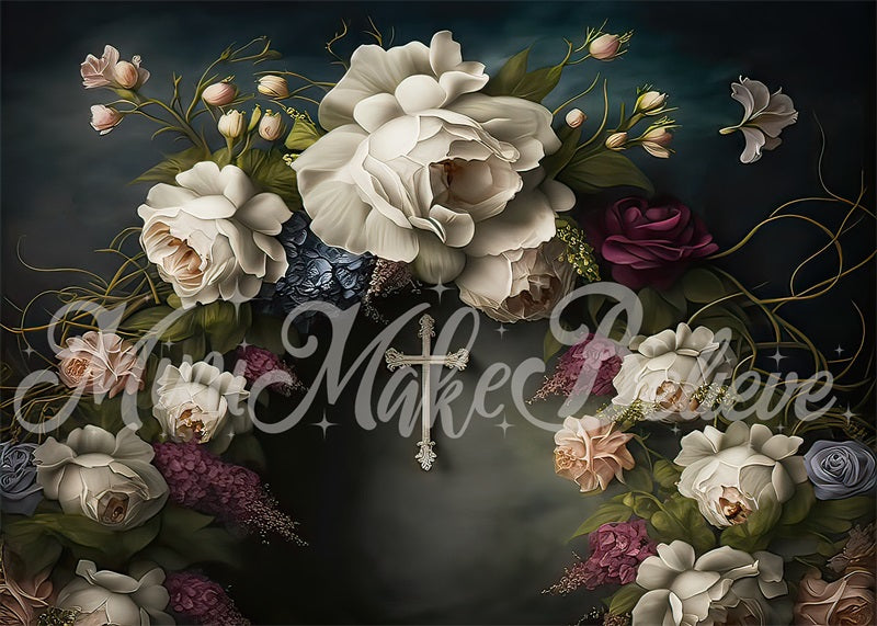 Kate Fine Art Communion Easter Floral Backdrop Designed by Mini MakeBelieve - Kate Backdrop AU