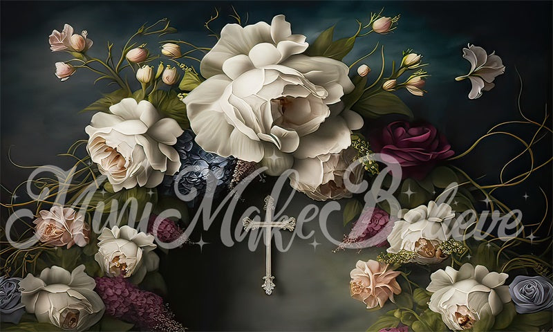 Kate Fine Art Communion Easter Floral Backdrop Designed by Mini MakeBelieve - Kate Backdrop AU