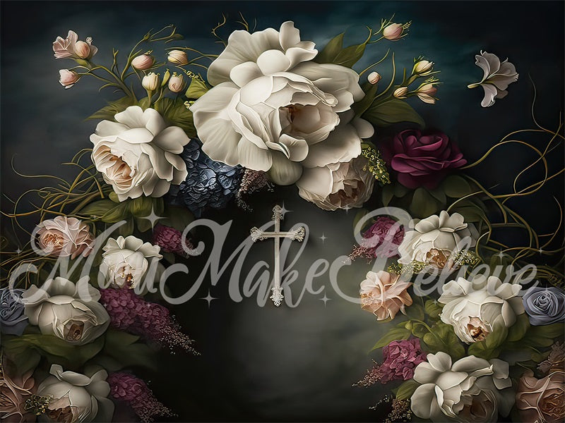Kate Fine Art Communion Easter Floral Backdrop Designed by Mini MakeBelieve - Kate Backdrop AU