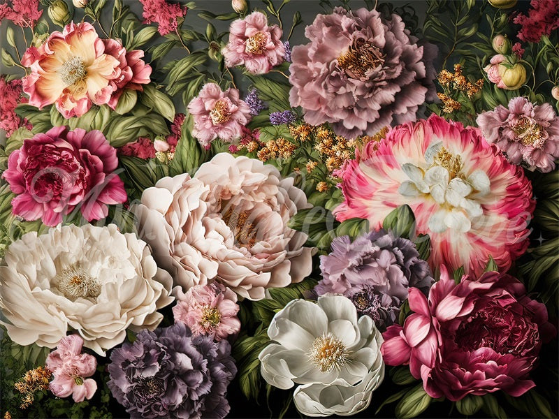 Kate Fine Art Spring Dark Flowers Wall Backdrop Designed by Mini MakeBelieve - Kate Backdrop AU