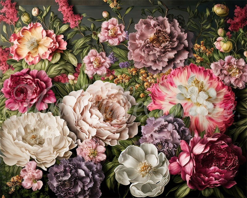 Kate Fine Art Spring Dark Flowers Wall Backdrop Designed by Mini MakeBelieve - Kate Backdrop AU