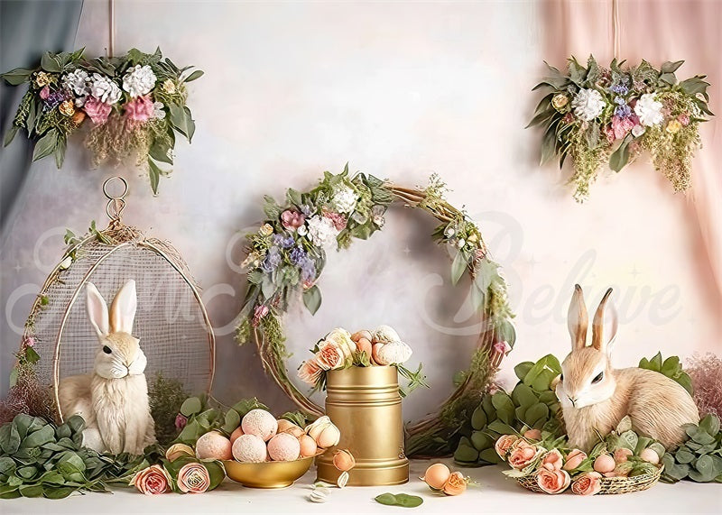 Kate Easter Bunny Wreath Backdrop Designed by Mini MakeBelieve - Kate Backdrop AU