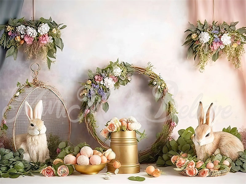 Kate Easter Bunny Wreath Backdrop Designed by Mini MakeBelieve - Kate Backdrop AU