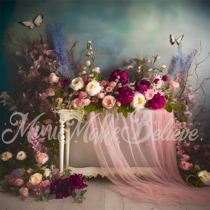 Kate Painterly Fine Art Interior Floral Curtain Backdrop Designed by Mini MakeBelieve - Kate Backdrop AU
