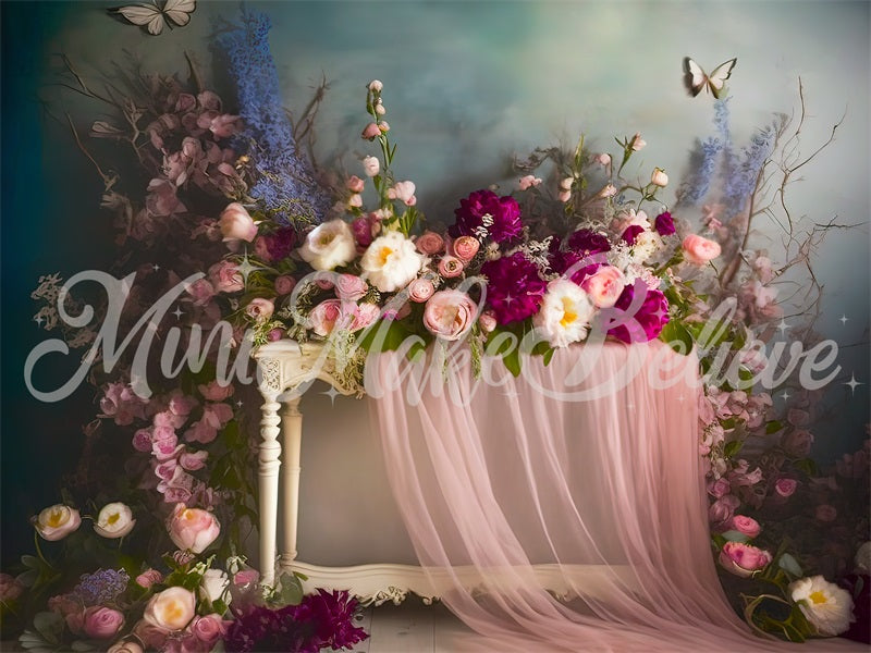 Kate Painterly Fine Art Interior Floral Curtain Backdrop Designed by Mini MakeBelieve - Kate Backdrop AU