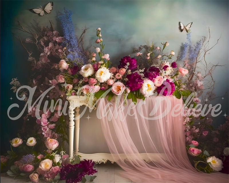 Kate Painterly Fine Art Interior Floral Curtain Backdrop Designed by Mini MakeBelieve - Kate Backdrop AU
