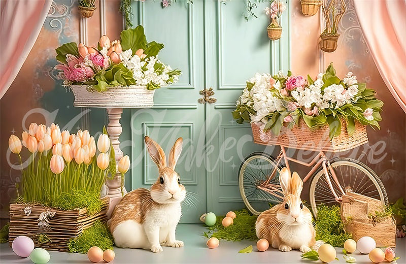 Kate Painterly Pastel Easter Bunny Backdrop Designed by Mini MakeBelieve - Kate Backdrop AU