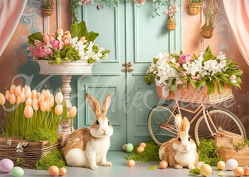 Kate Painterly Pastel Easter Bunny Backdrop Designed by Mini MakeBelieve - Kate Backdrop AU