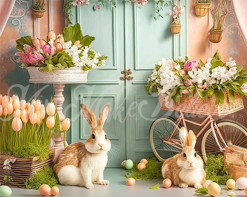 Kate Painterly Pastel Easter Bunny Backdrop Designed by Mini MakeBelieve - Kate Backdrop AU