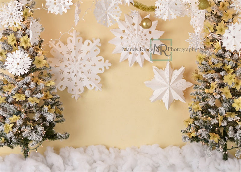 Kate Gold White Paper Snowflake Christmas Backdrop Designed by Mandy Ringe Photography