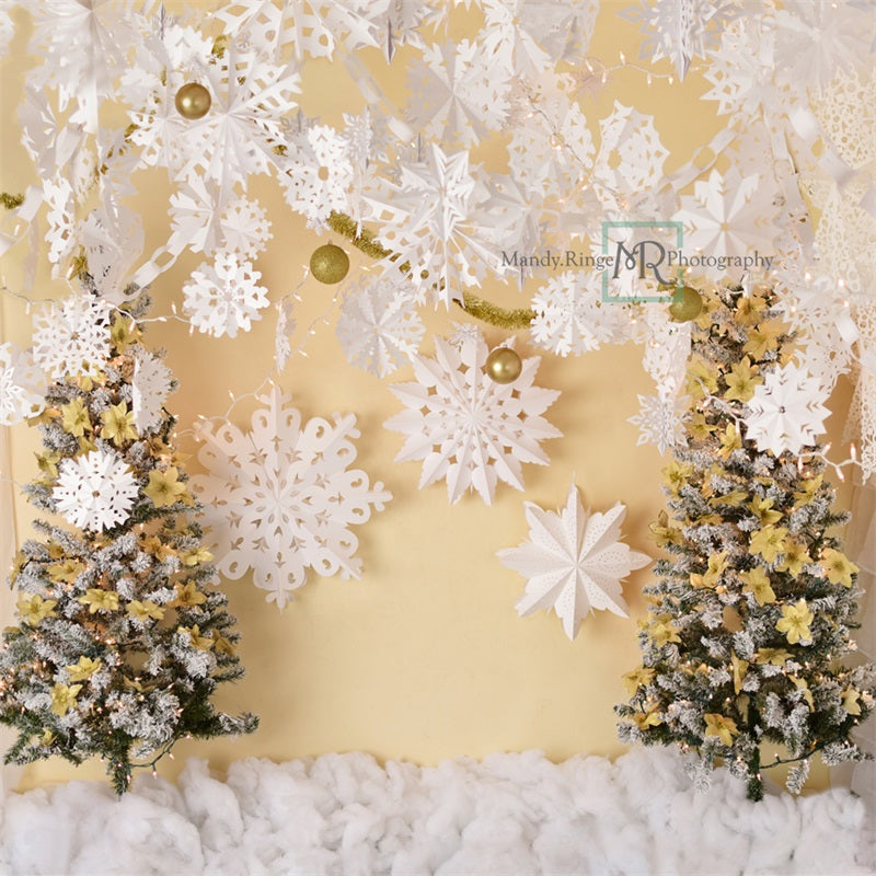 Kate Gold White Paper Snowflake Christmas Backdrop Designed by Mandy Ringe Photography