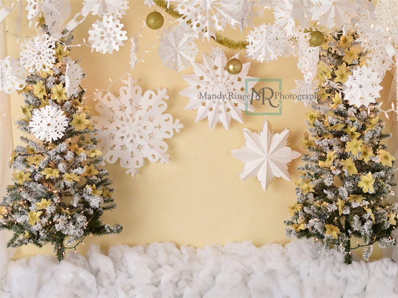 Kate Gold White Paper Snowflake Christmas Backdrop Designed by Mandy Ringe Photography