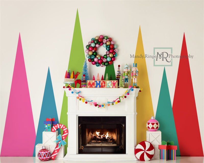 Kate Merry Bright Christmas Fireplace Backdrop Designed by Mandy Ringe Photography - Kate Backdrop AU