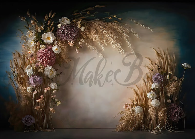 Kate Boho Dried Floral Backdrop Painterly Fine Art Designed by Mini MakeBelieve - Kate Backdrop AU