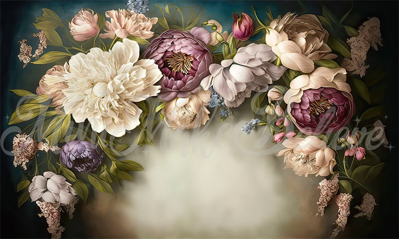 Kate Beige Painterly Fine Art Floral Backdrop Designed by Mini MakeBelieve - Kate Backdrop AU