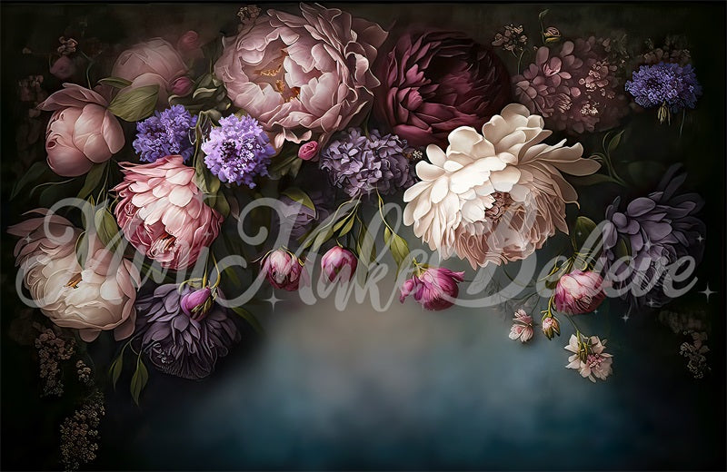 Kate Fine Art Dark Backdrop Spring Flowers Designed by Mini MakeBelieve - Kate Backdrop AU