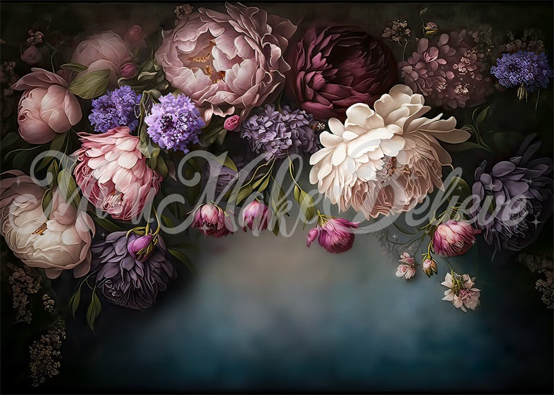 Kate Fine Art Dark Backdrop Spring Flowers Designed by Mini MakeBelieve - Kate Backdrop AU