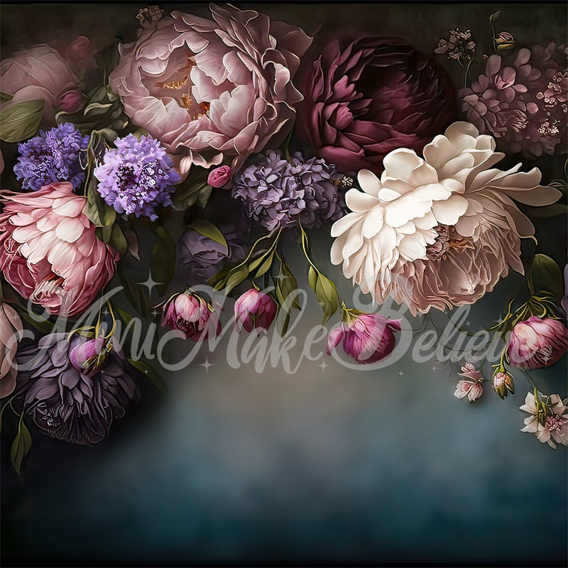 Kate Fine Art Dark Backdrop Spring Flowers Designed by Mini MakeBelieve - Kate Backdrop AU