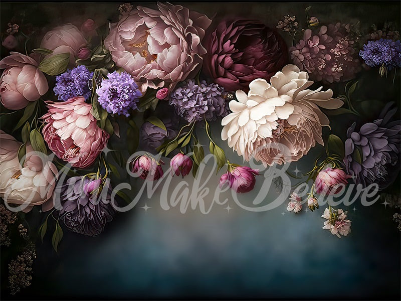 Kate Fine Art Dark Backdrop Spring Flowers Designed by Mini MakeBelieve - Kate Backdrop AU