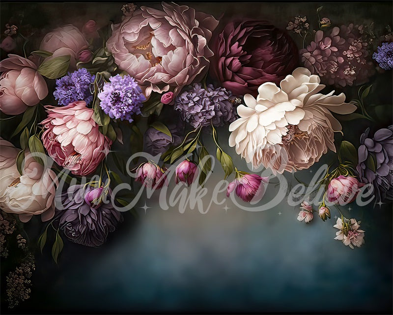 Kate Fine Art Dark Backdrop Spring Flowers Designed by Mini MakeBelieve - Kate Backdrop AU