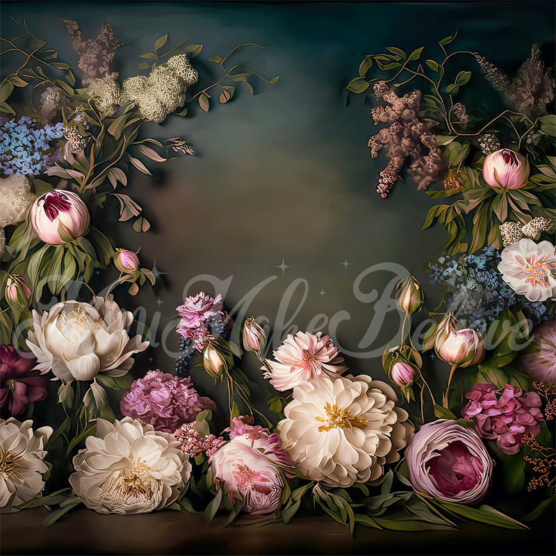 Kate Large Flowers on Floor Fine Art Floral Backdrop Designed by Mini MakeBelieve - Kate Backdrop AU