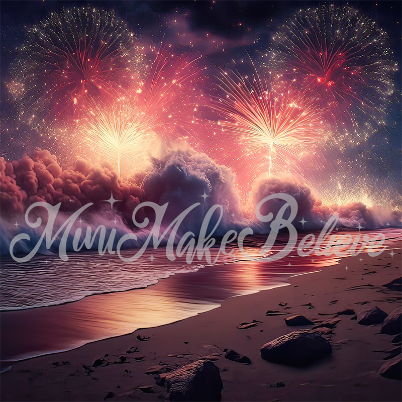 Kate Painterly Night Beach Fireworks Backdrop Designed by Mini MakeBelieve - Kate Backdrop AU
