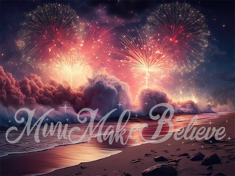 Kate Painterly Night Beach Fireworks Backdrop Designed by Mini MakeBelieve - Kate Backdrop AU