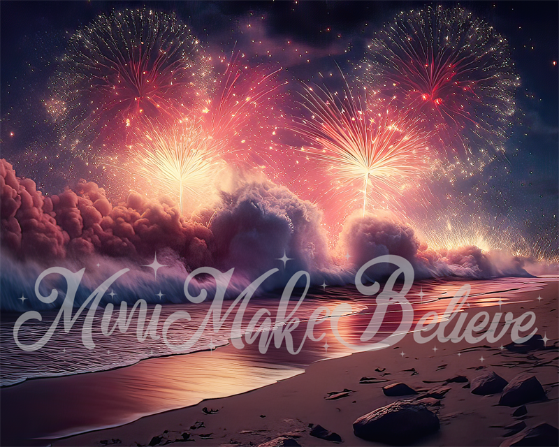 Kate Painterly Night Beach Fireworks Backdrop Designed by Mini MakeBelieve - Kate Backdrop AU