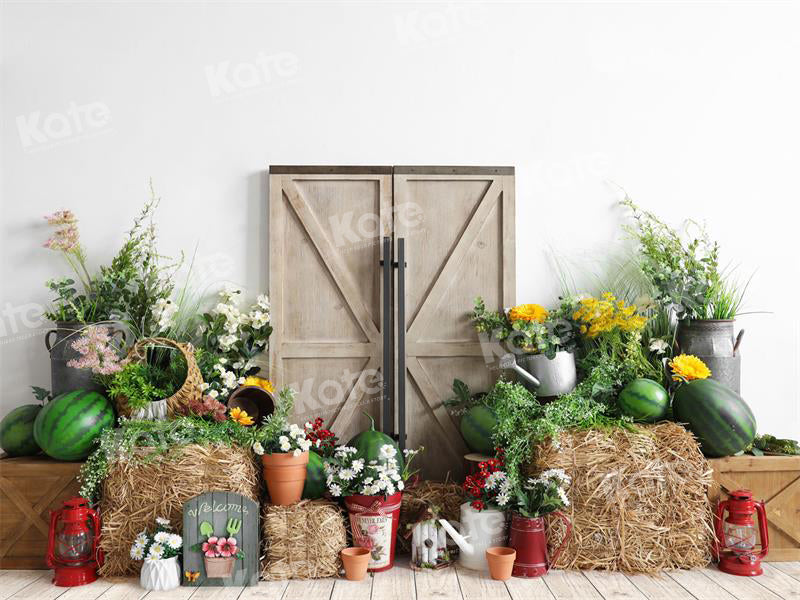 Kate Summer Watermelon Backdrop Barn Door Haystack for Photography - Kate Backdrop AU