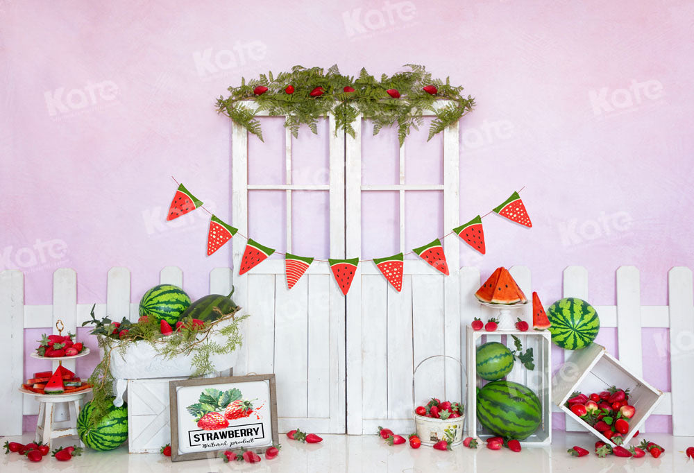 Kate Watermelon Strawberry Backdrop Summer Fruit Barn Door Designed by Emetselch - Kate Backdrop AU