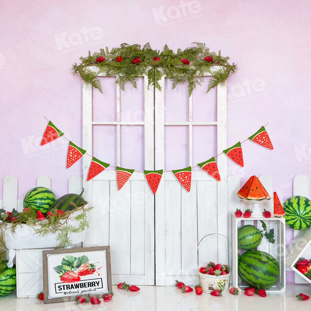Kate Watermelon Strawberry Backdrop Summer Fruit Barn Door Designed by Emetselch - Kate Backdrop AU
