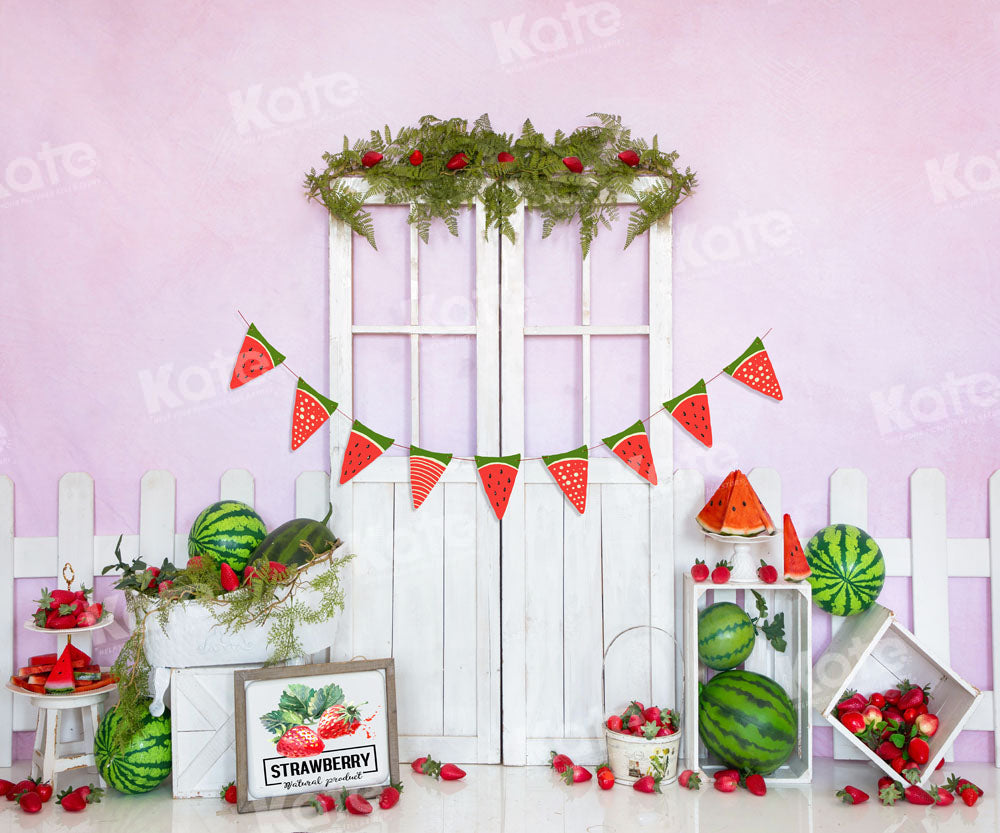 Kate Watermelon Strawberry Backdrop Summer Fruit Barn Door Designed by Emetselch - Kate Backdrop AU