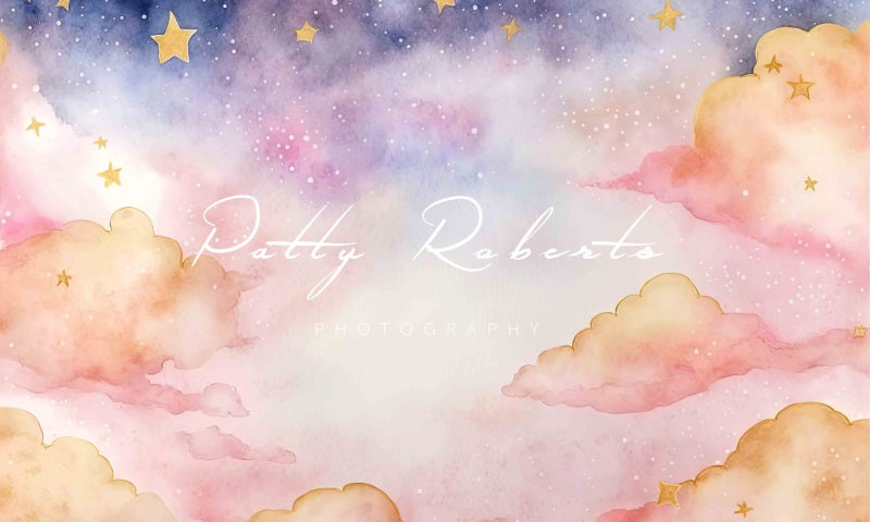 Kate Pink Stardust Backdrop Colorful Clouds Stars Designed by Patty Robertss - Kate Backdrop AU