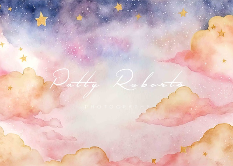 Kate Pink Stardust Backdrop Colorful Clouds Stars Designed by Patty Robertss - Kate Backdrop AU