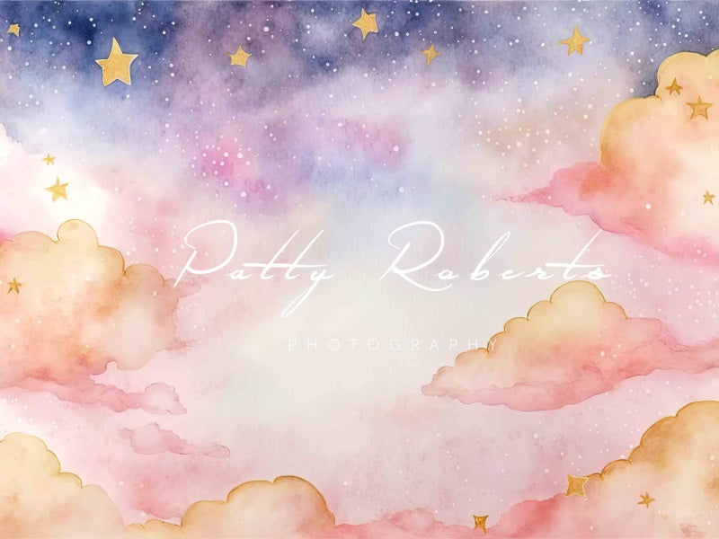 Kate Pink Stardust Backdrop Colorful Clouds Stars Designed by Patty Robertss - Kate Backdrop AU