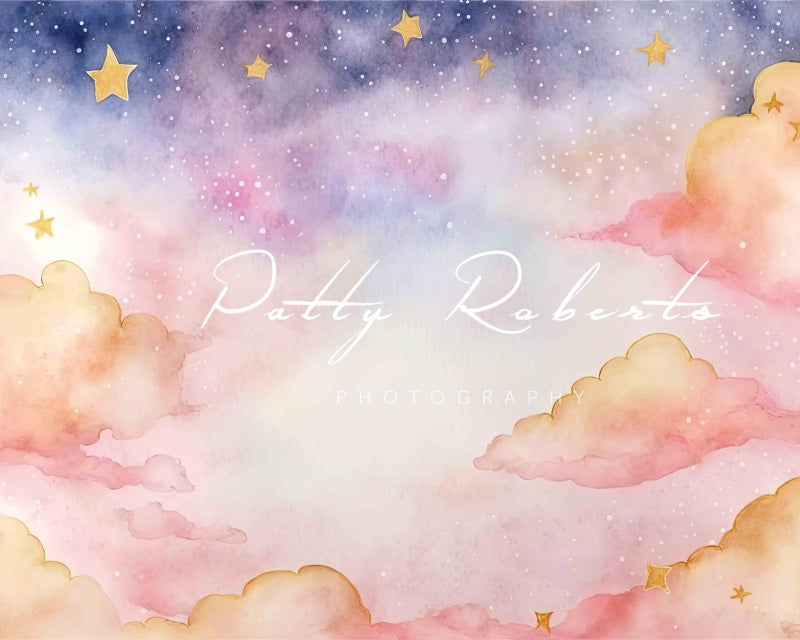 Kate Pink Stardust Backdrop Colorful Clouds Stars Designed by Patty Robertss - Kate Backdrop AU