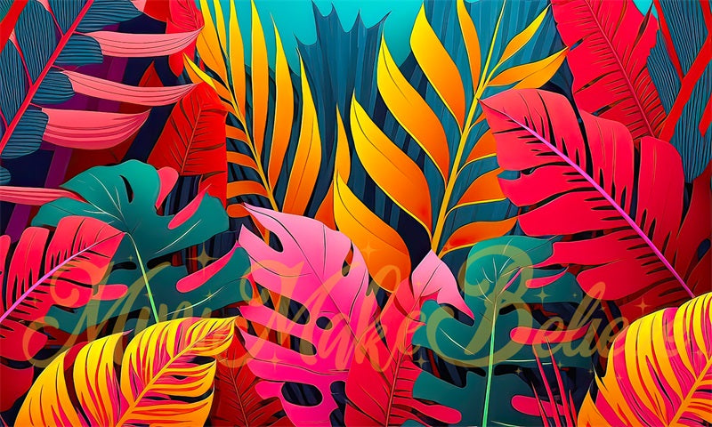 Kate Pop Art Tropical Leaves Backdrop Designed by Mini MakeBelieve - Kate Backdrop AU