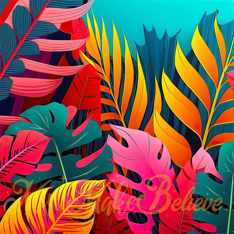 Kate Pop Art Tropical Leaves Backdrop Designed by Mini MakeBelieve - Kate Backdrop AU