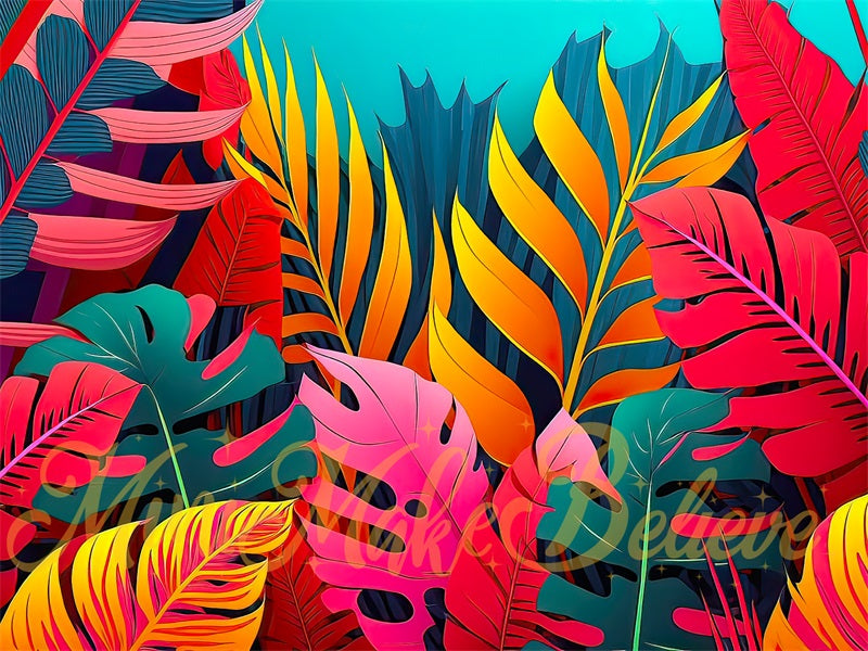 Kate Pop Art Tropical Leaves Backdrop Designed by Mini MakeBelieve - Kate Backdrop AU