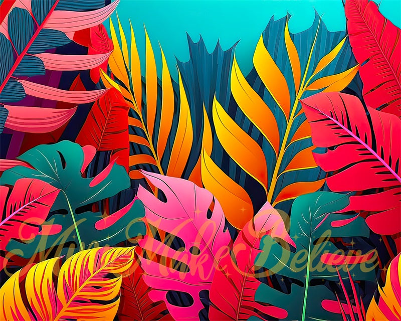 Kate Pop Art Tropical Leaves Backdrop Designed by Mini MakeBelieve - Kate Backdrop AU