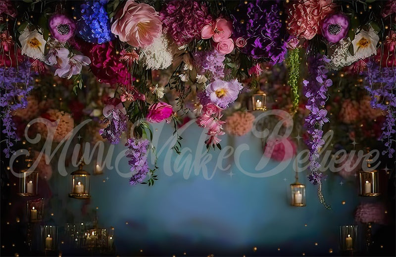 Kate Fine Art Painterly Hanging Flowers Lanterns Backdrop Designed by Mini MakeBelieve - Kate Backdrop AU