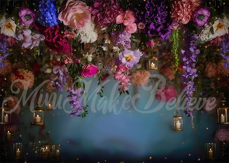 Kate Fine Art Painterly Hanging Flowers Lanterns Backdrop Designed by Mini MakeBelieve - Kate Backdrop AU