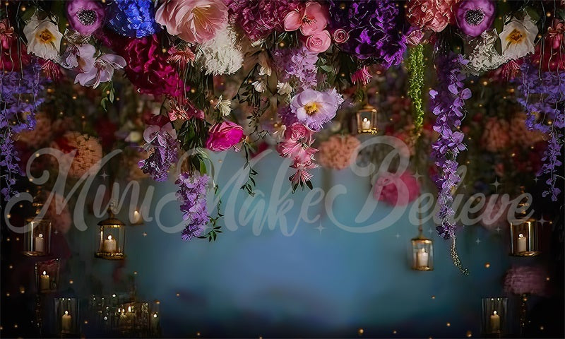 Kate Fine Art Painterly Hanging Flowers Lanterns Backdrop Designed by Mini MakeBelieve - Kate Backdrop AU