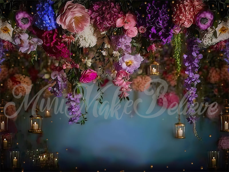 Kate Fine Art Painterly Hanging Flowers Lanterns Backdrop Designed by Mini MakeBelieve - Kate Backdrop AU