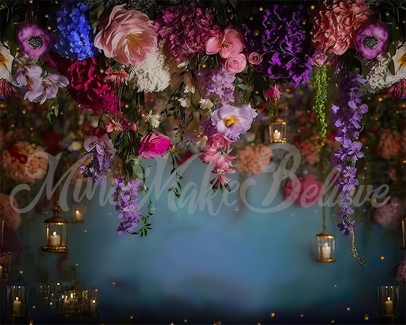 Kate Fine Art Painterly Hanging Flowers Lanterns Backdrop Designed by Mini MakeBelieve - Kate Backdrop AU