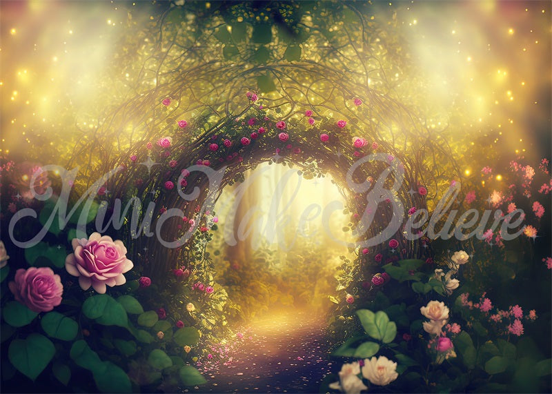 Kate Painterly Fine Art Enchanted Forest with Roses Backdrop Designed by Mini MakeBelieve - Kate Backdrop AU